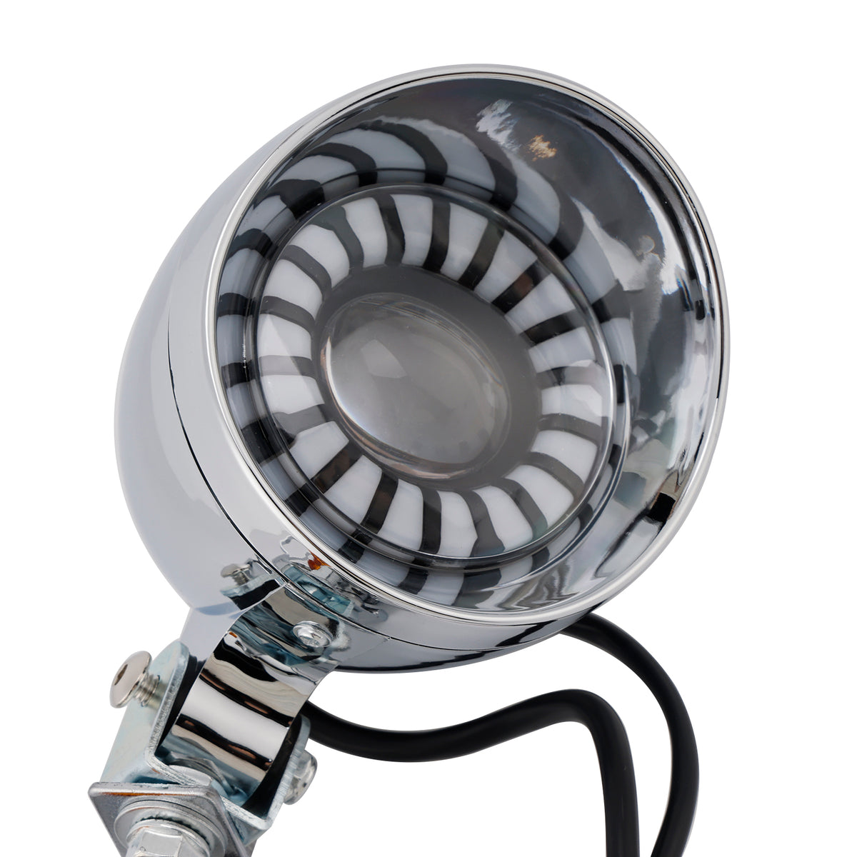 Racer Bobber Chopper Motorcycle Beam Fog Lamp Custom Chrome W/ Bracket