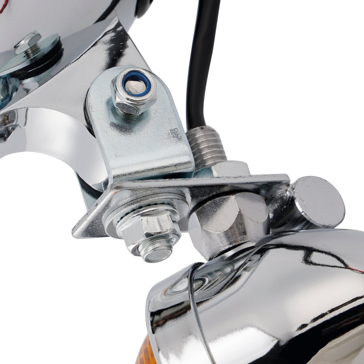 Racer Bobber Chopper Farol de neblina para motocicleta com feixe personalizado cromado com suporte