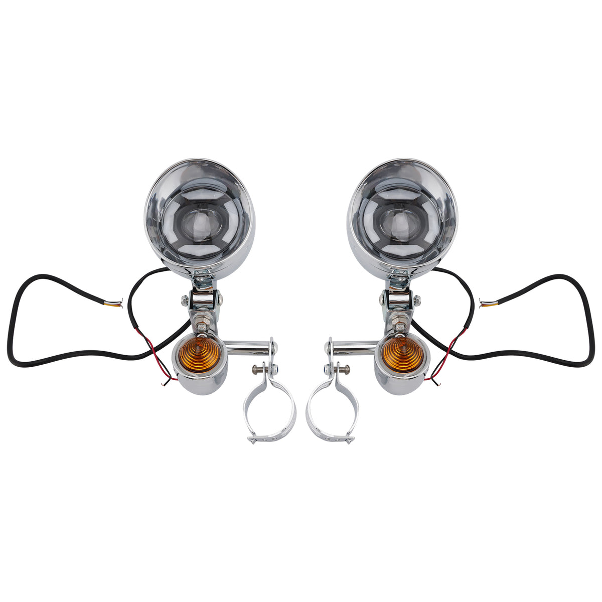 Racer Bobber Chopper Farol de neblina para motocicleta com feixe personalizado cromado com suporte
