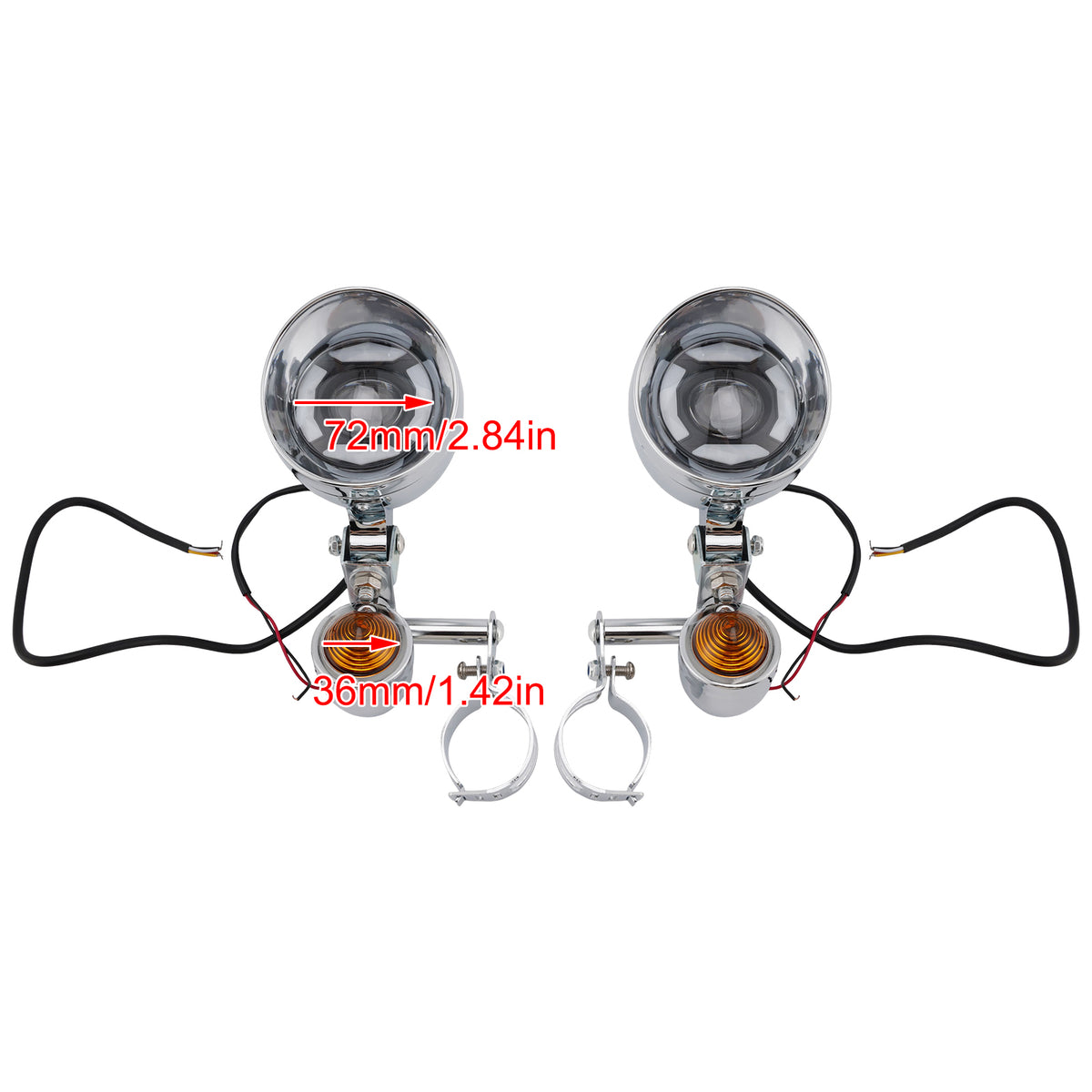 Racer Bobber Chopper Farol de neblina para motocicleta com feixe personalizado cromado com suporte
