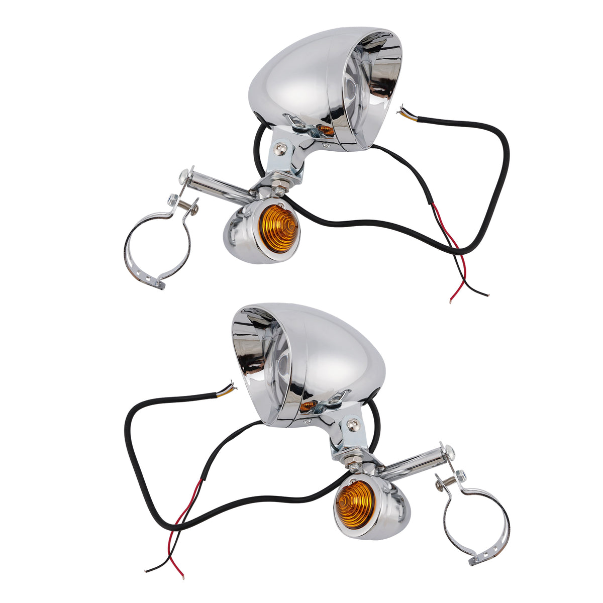 Racer Bobber Chopper Farol de neblina para motocicleta com feixe personalizado cromado com suporte