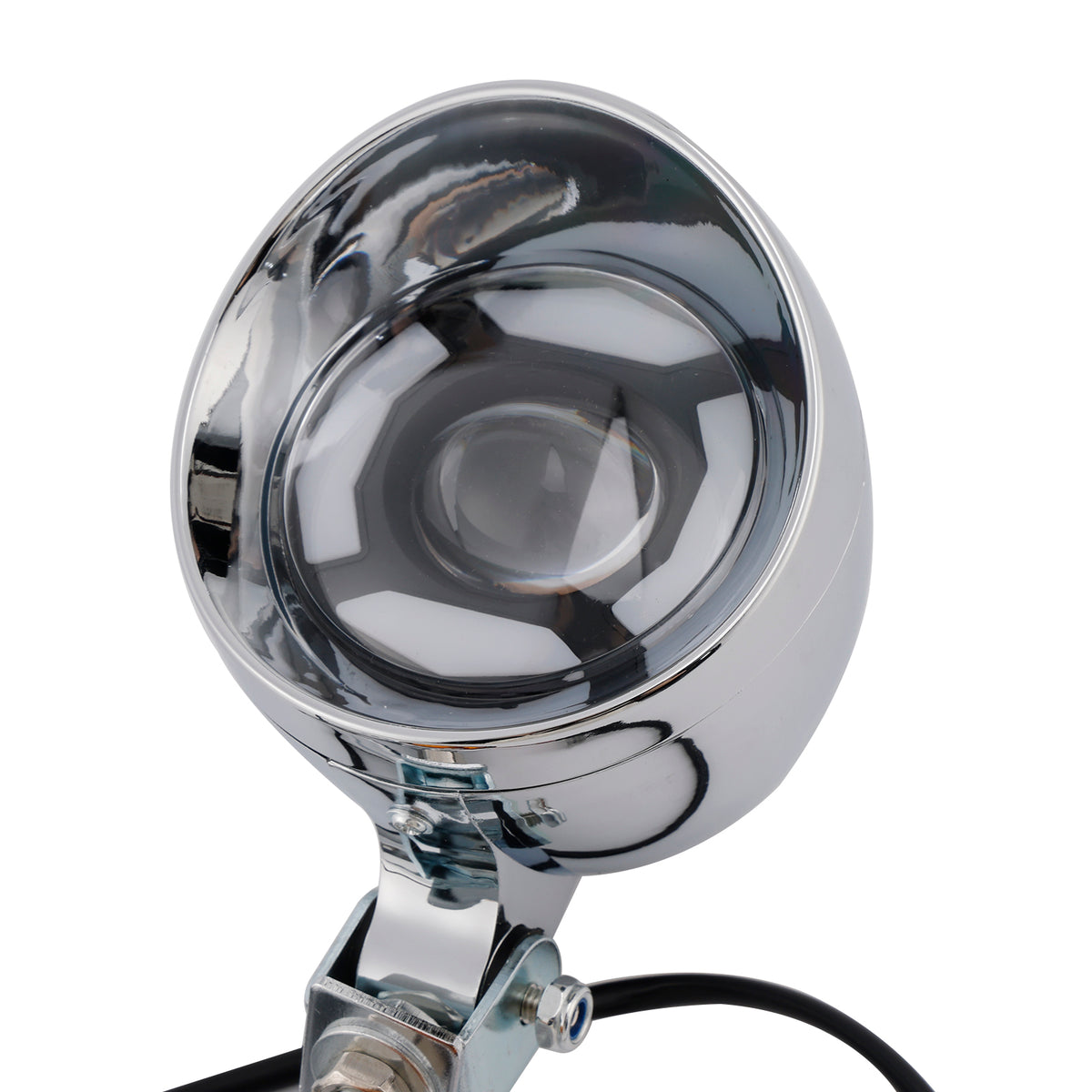 Racer Bobber Chopper Farol de neblina para motocicleta com feixe personalizado cromado com suporte