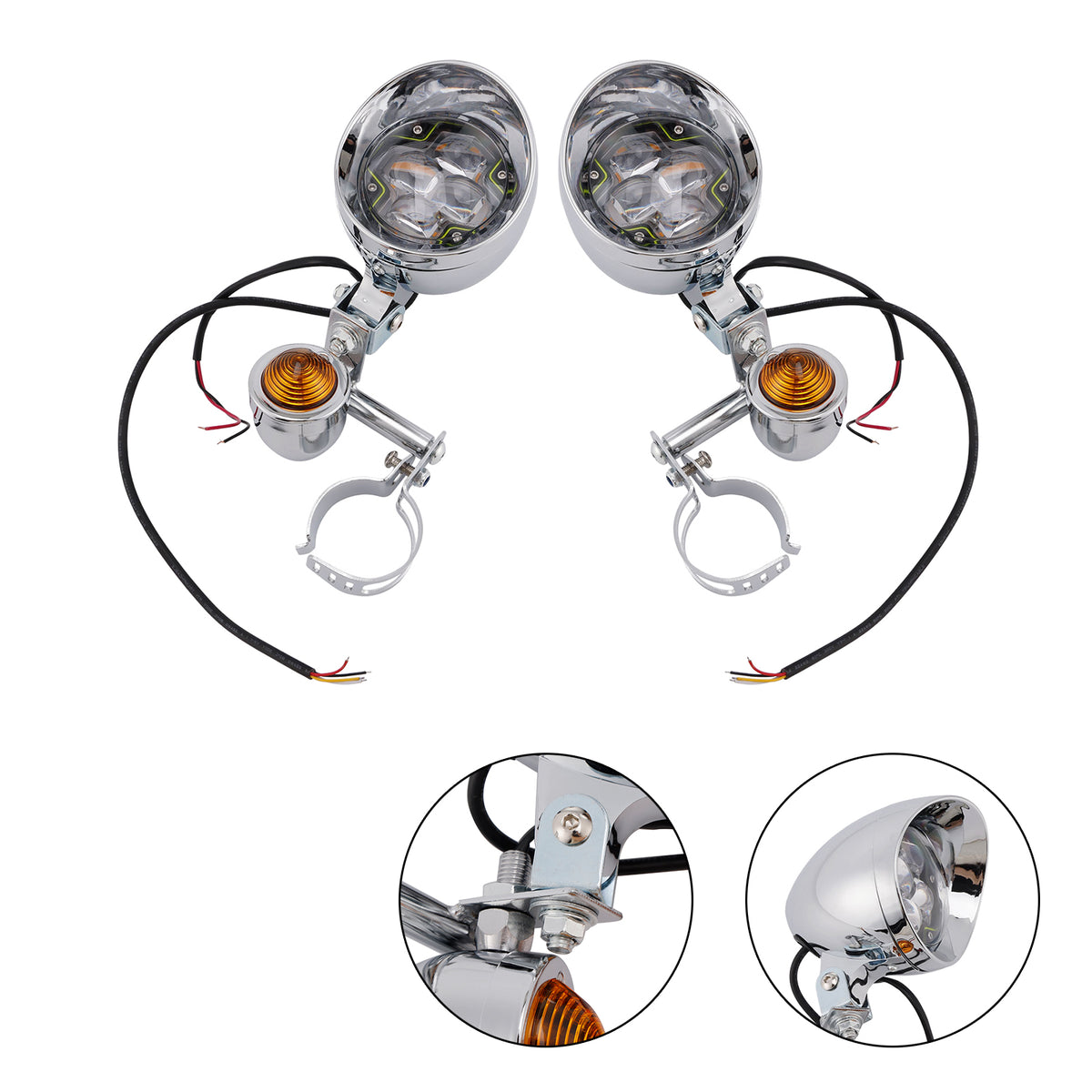 Racer Bobber Chopper Motocyklová mlhová lampa Custom Chrome W/ Bracket