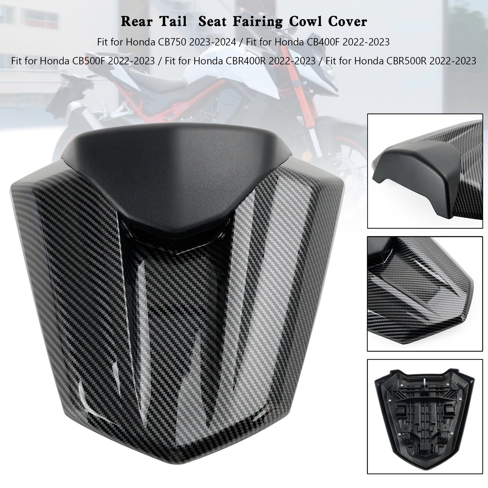 Cubierta de carenado de asiento trasero para Honda CB750 CB400F CB500F CBR400R CBR500R 22-23