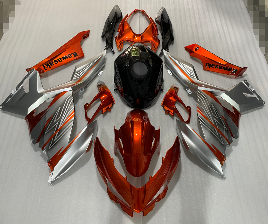 Amotopart Kawasaki EX400/Ninja400 2018-2023 Silver&Orange&Black Fairing Kit