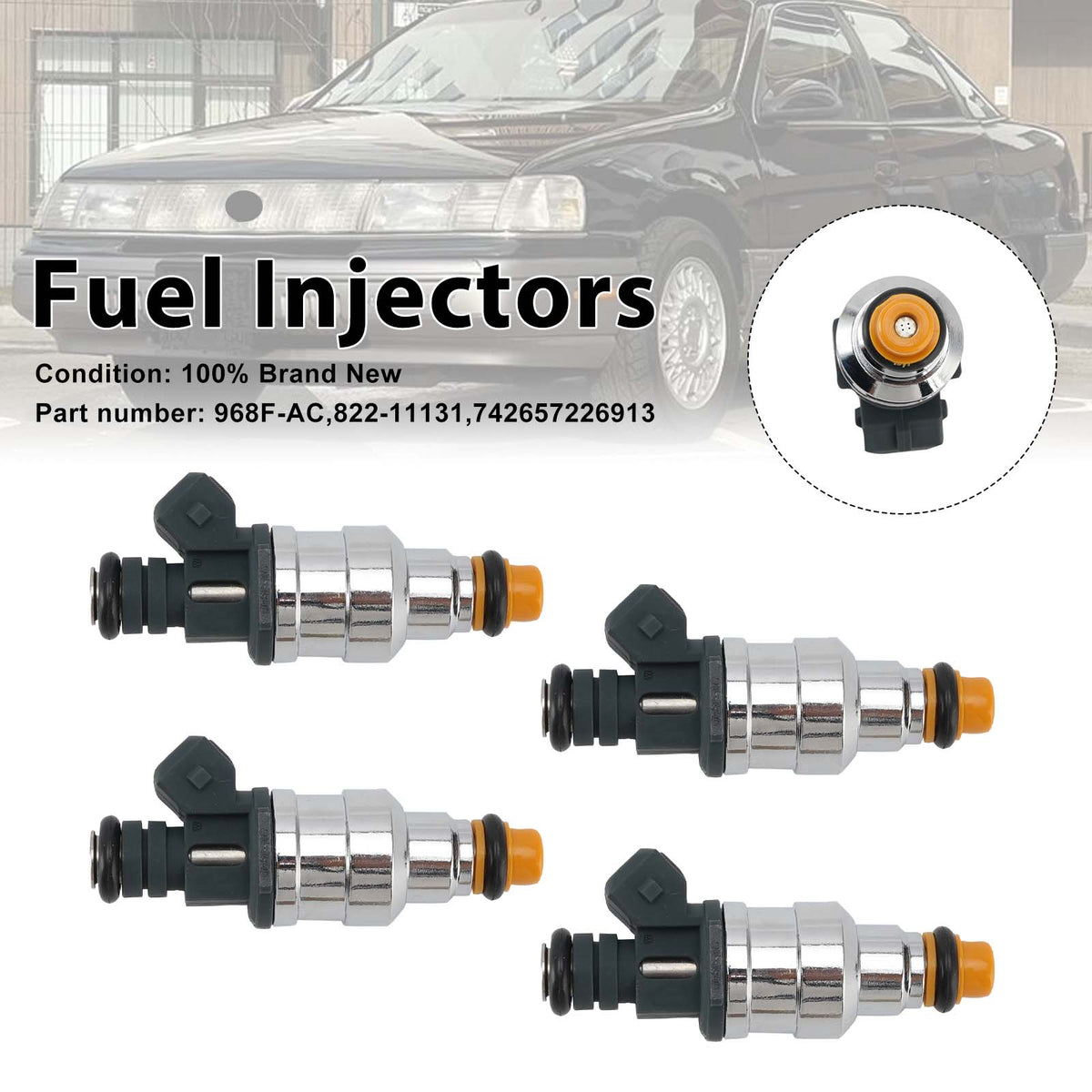 4PC Mercury Ford 2.0 742657226913 Fuel Injectors 968F-AC 822-11131