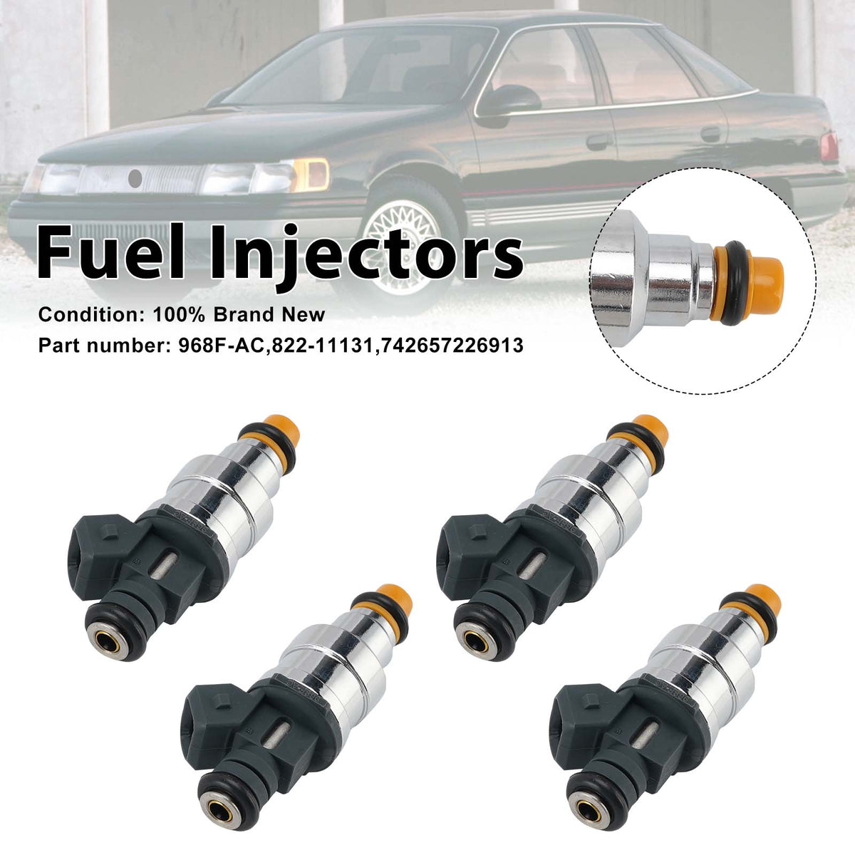 4PC Mercury Ford 2.0 742657226913 Fuel Injectors 968F-AC 822-11131