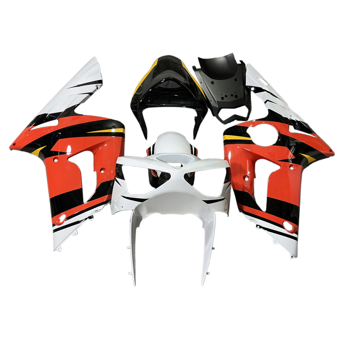 Amotopart 2003-2004 Kawasaki ZX6R 636 Orange Hvid Sort Fairing Kit