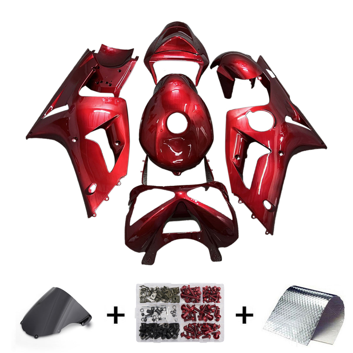 Amotopart 2003-2004 Kawasaki ZX6R 636 Red Fairing Kit
