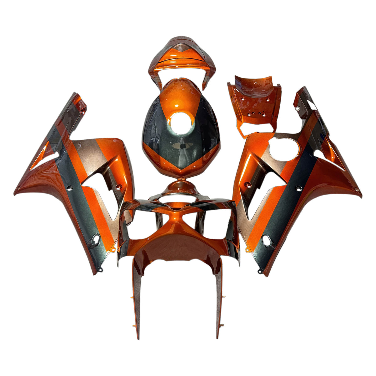 Amotopart 2003-2004 Kawasaki ZX6R 636 Orange Black Fairing Kit