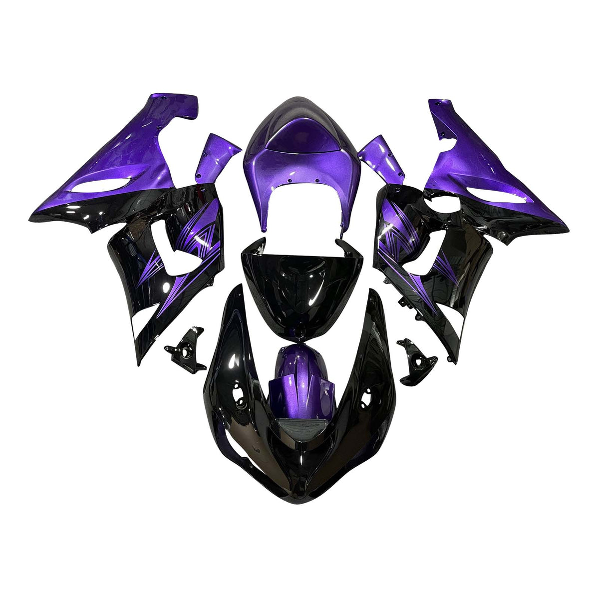 Amotopart 2005-2006 Kawasaki ZX6R 636 Purple Black Fairing Kit