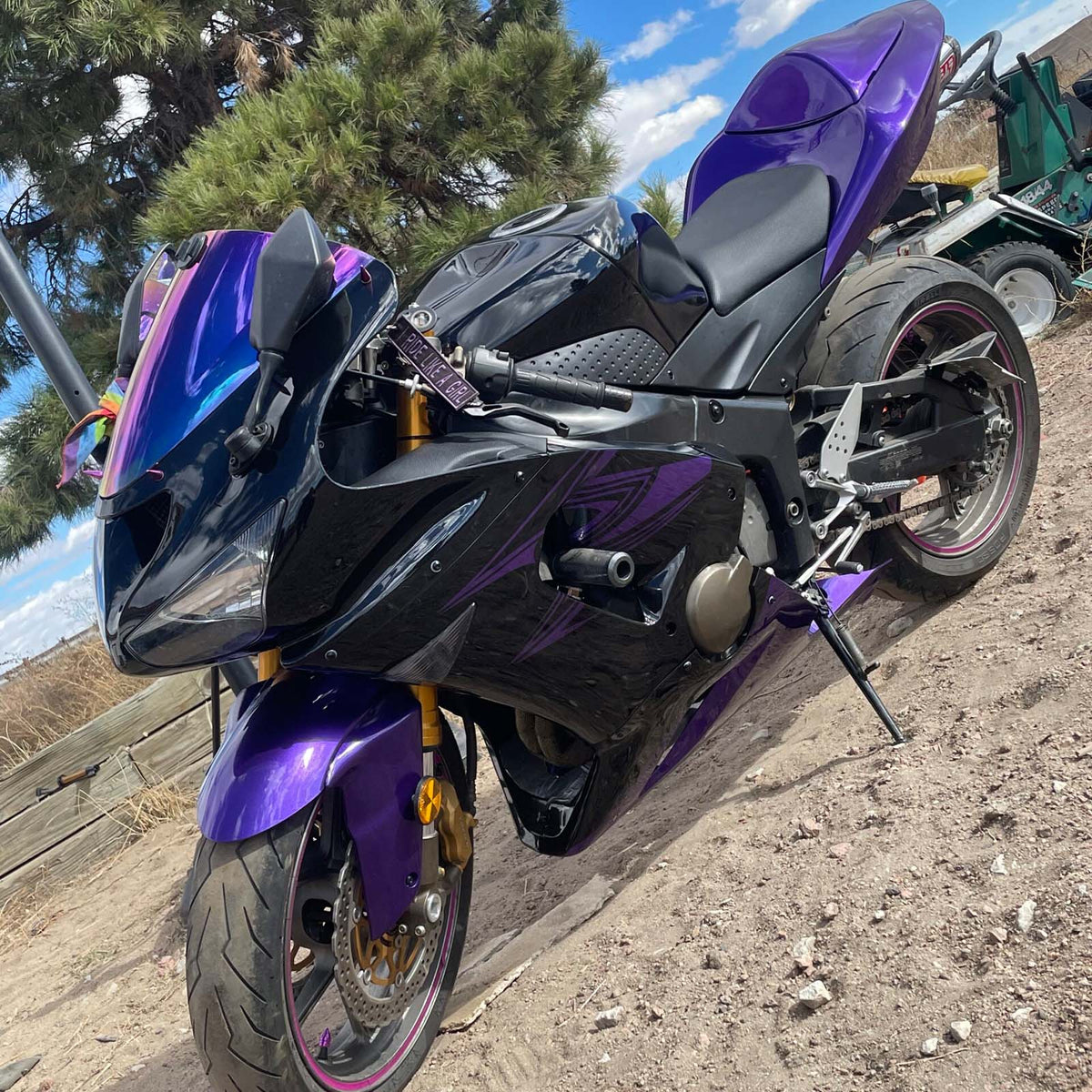 Amotopart 2005-2006 Kawasaki ZX6R 636 Purple Black Fairing Kit