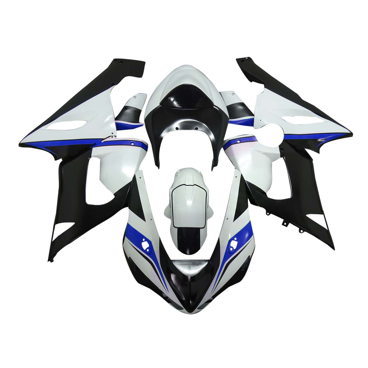 Amotopart 2005-2006 Kawasaki ZX6R 636 White Black Blue Fairing Kit