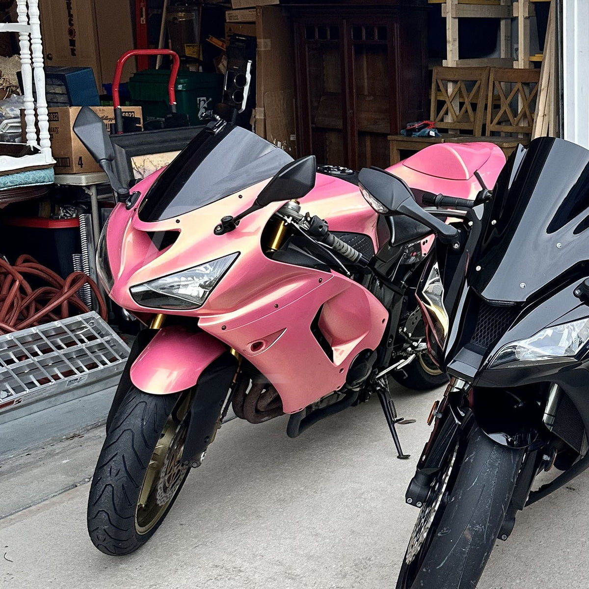 Amotopart 2005-2006 Kawasaki ZX6R 636 ピンクゴールド フェアリングキット