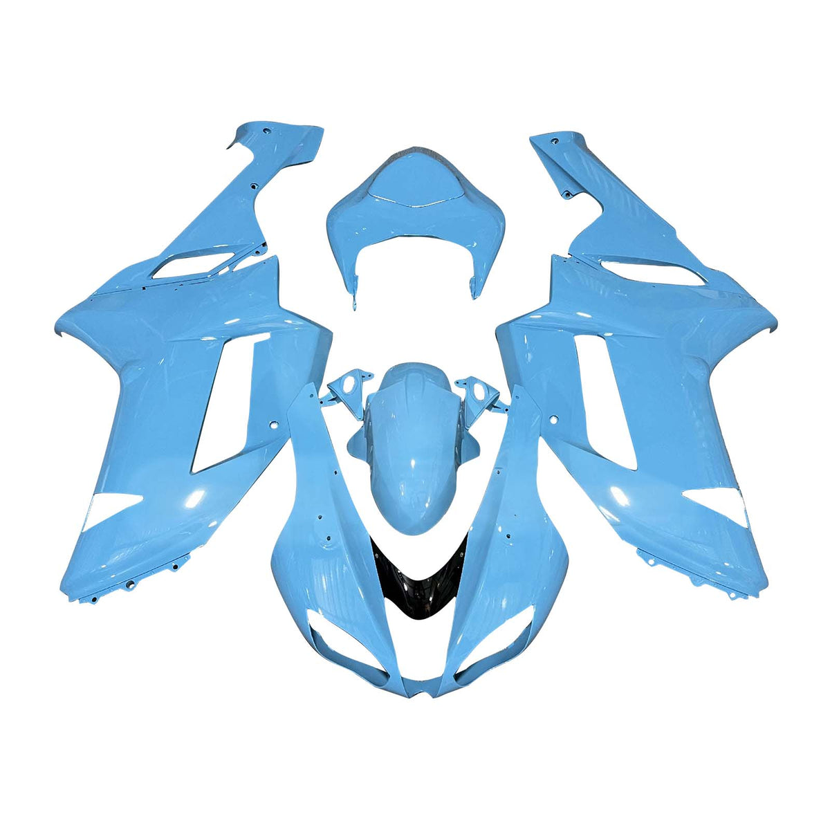 Amotopart 2007-2008 Kawasaki ZX6R 636 Blue Black Fairing Kit