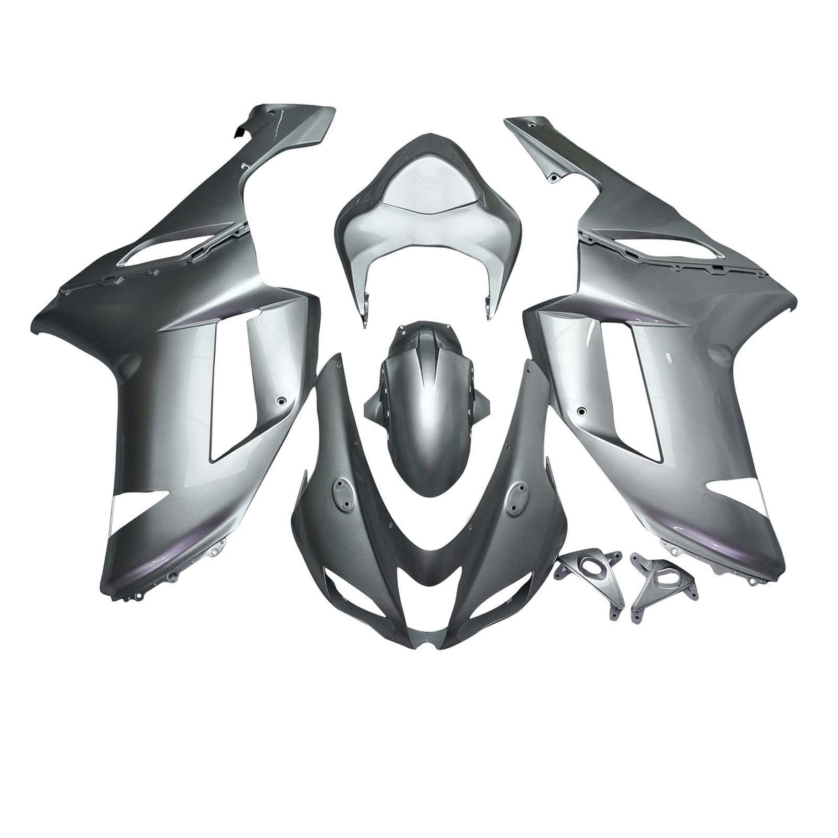 Amotopart 2007-2008 Kawasaki ZX6R 636 Silver Fairing Kit