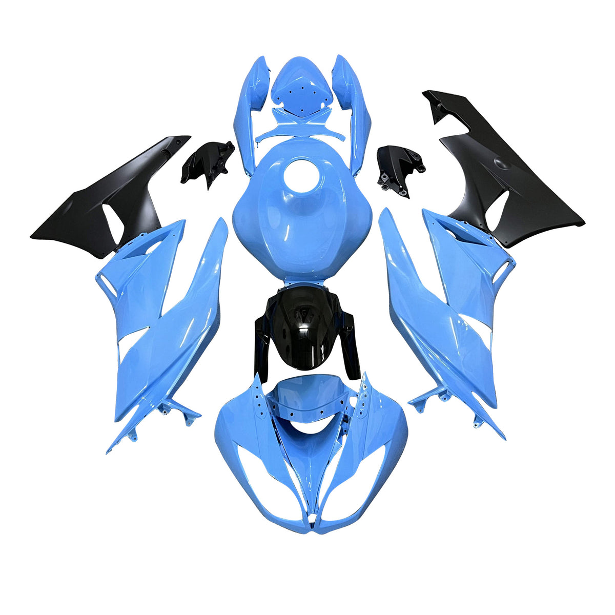 Amotopart 2009-2012 Kawasaki ZX6R 636 Blue Black Fairing Kit