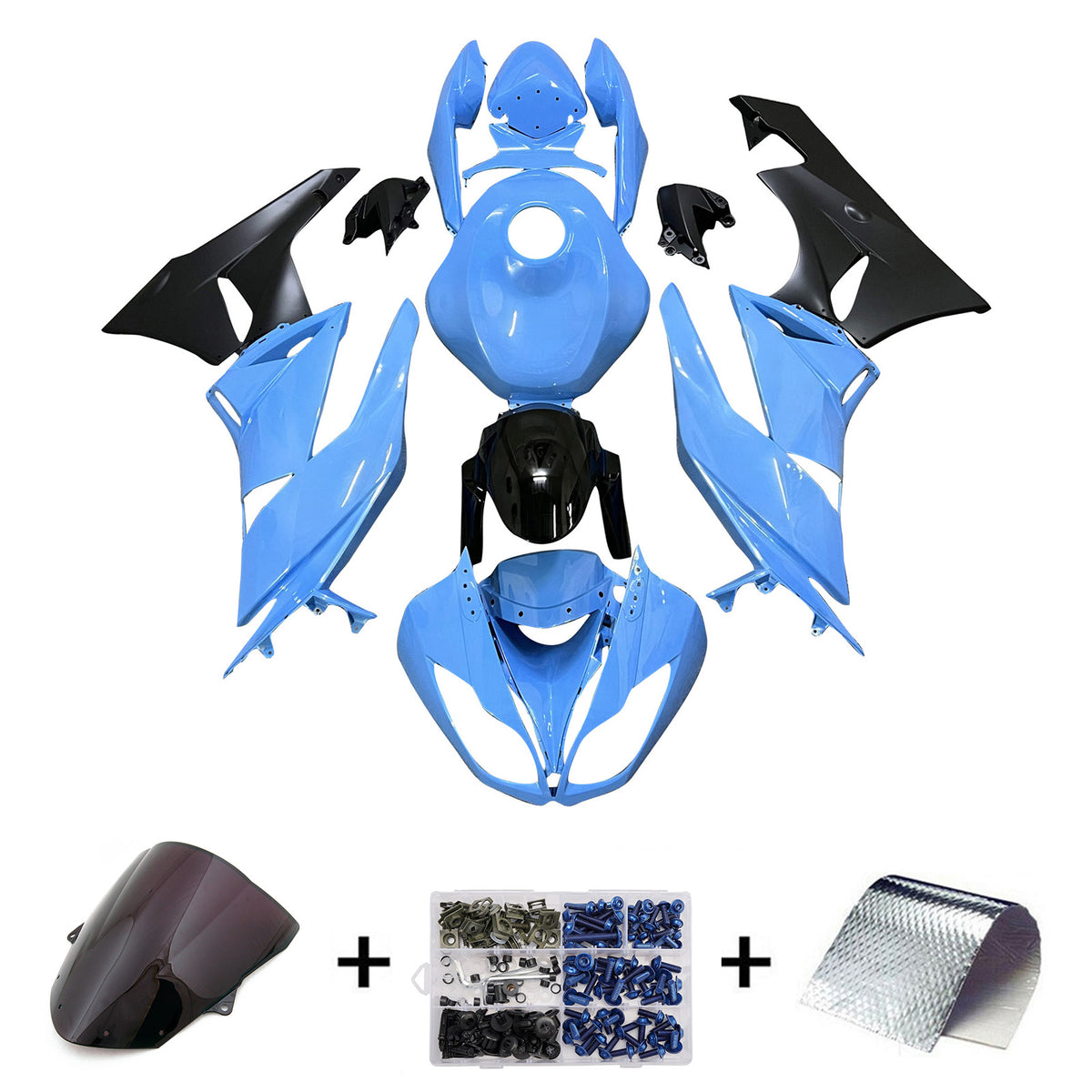 Amotopart 2009-2012 Kawasaki ZX6R 636 Blue Black Fairing Kit