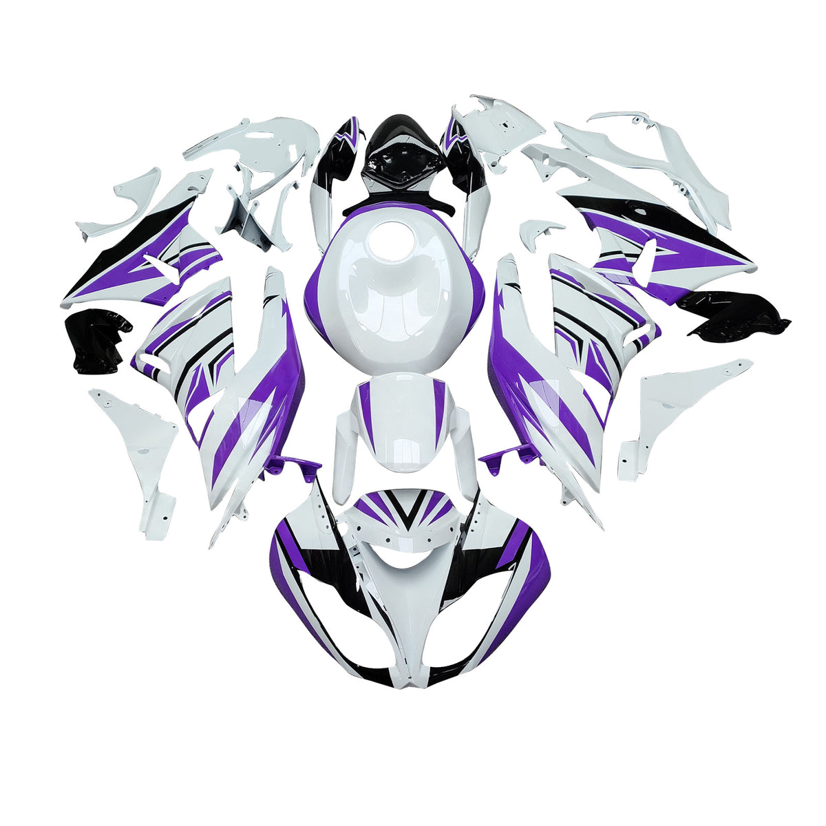 Amotopart 2009-2012 Kawasaki ZX6R 636 White Purple Black Fairing Kit