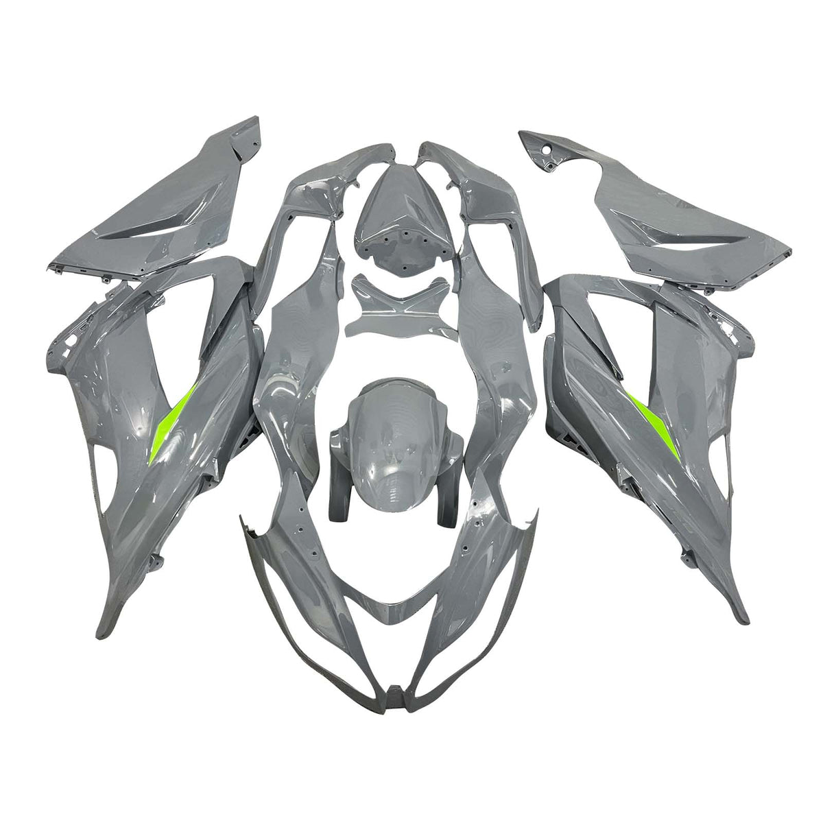 Amotopart 2013-2018 Kawasaki ZX6R 636 Kit de carénage gris vert