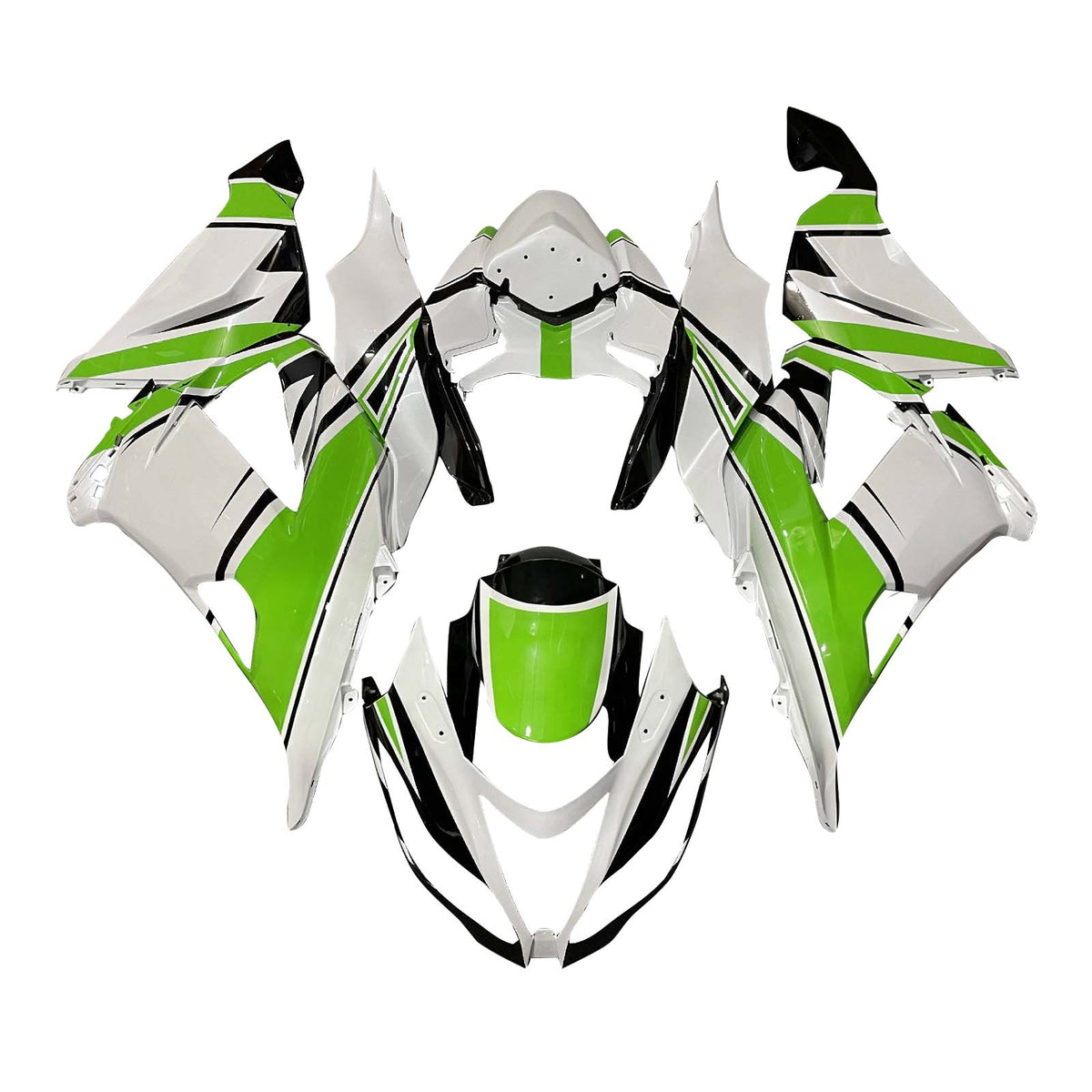 Amotopart 2013-2018 Kawasaki ZX6R 636 ホワイト グリーン ブラック フェアリングキット