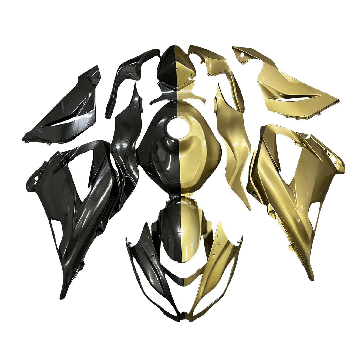 Amotopart 2013-2018 Kawasaki ZX6R 636 Black Gold Fairing Kit