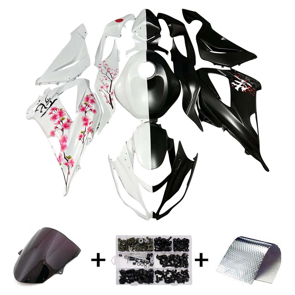 Amotopart 2013-2018 Kawasaki ZX6R 636 White Black Pink Fairing Kit