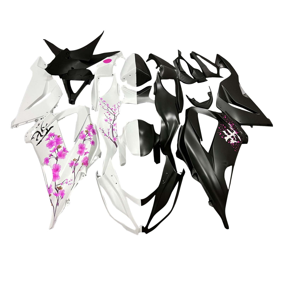 Amotopart 2013-2018 Kawasaki ZX6R 636 White Black Pink Fairing Kit