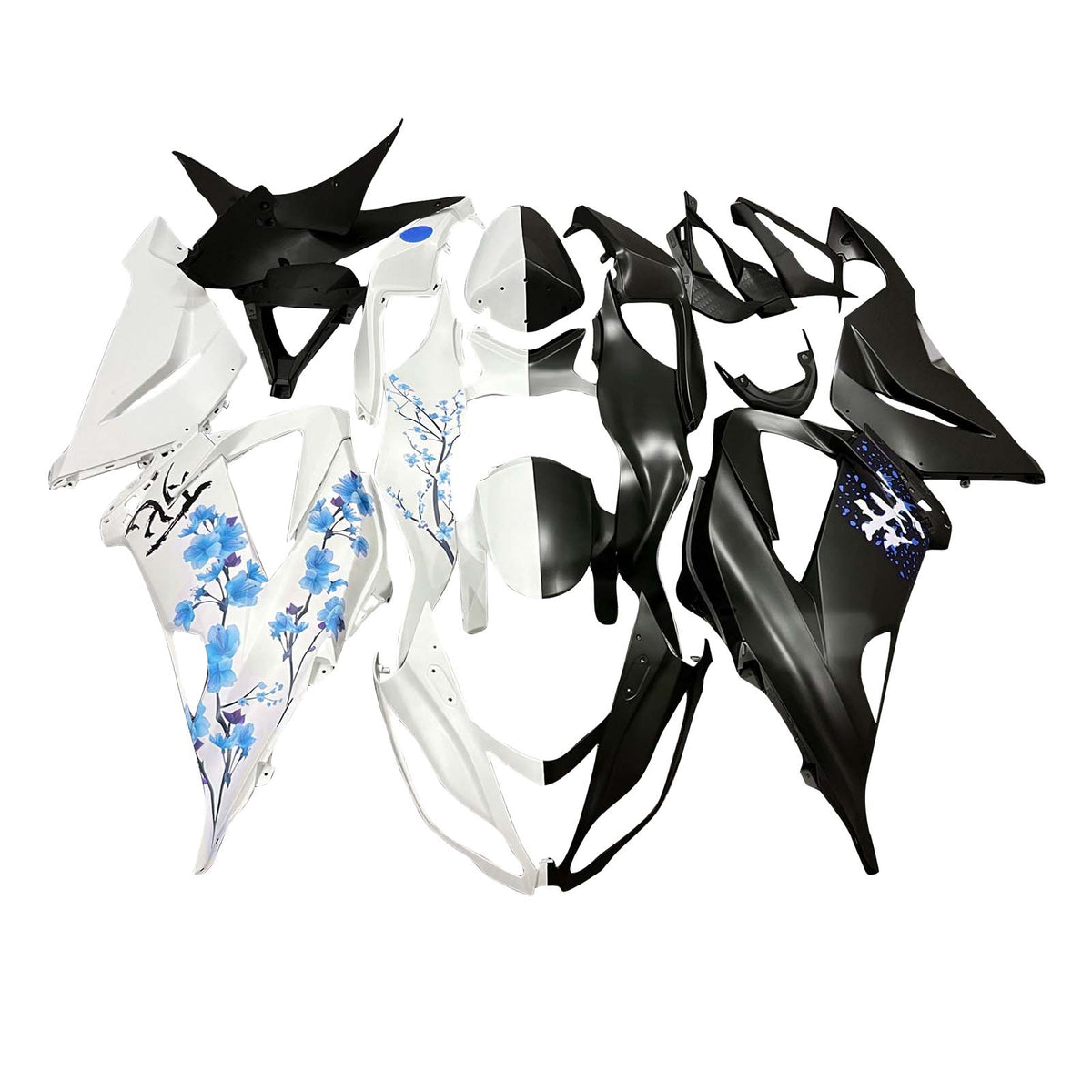 Amotopart 2013-2018 Kawasaki ZX6R 636 White Black Blue Fairing Kit