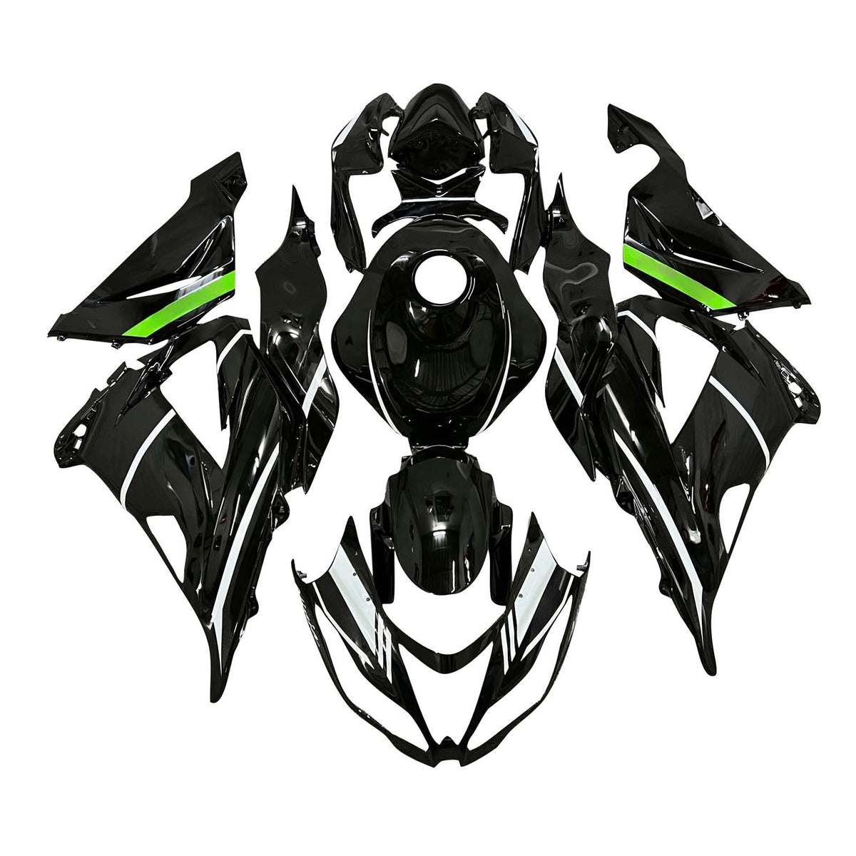 Amotopart 2013-2018 Kawasaki ZX6R 636 Black Green White Fairing Kit