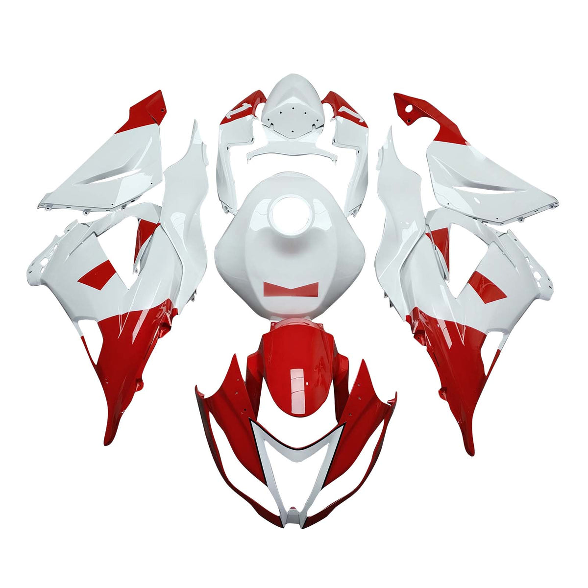 Amotopart 2013-2018 Kawasaki ZX6R 636 White Red Fairing Kit