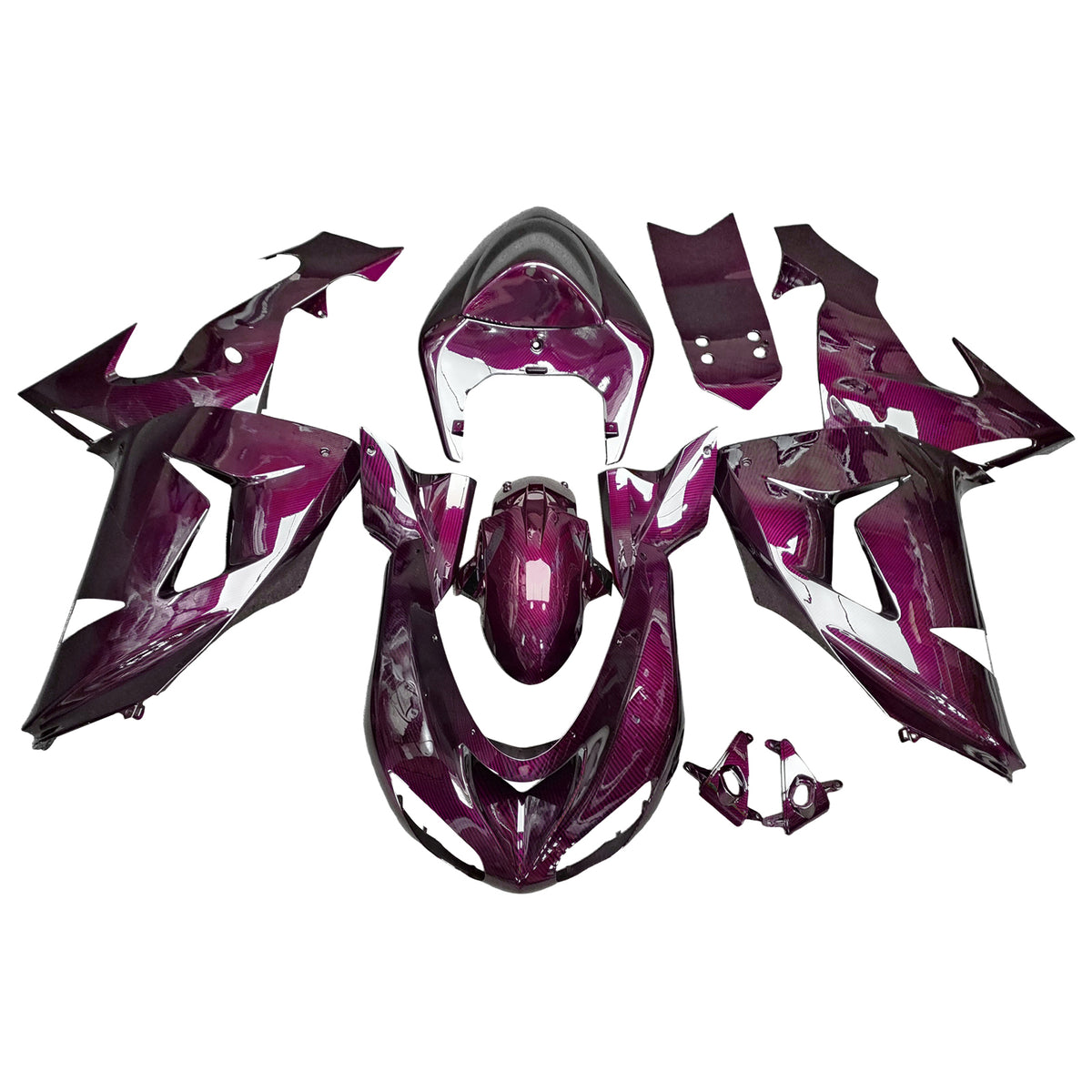 Amotopart 2006-2007 Kawasaki ZX10R Purple Black Carbon Fiber Pattern Fairing Kit