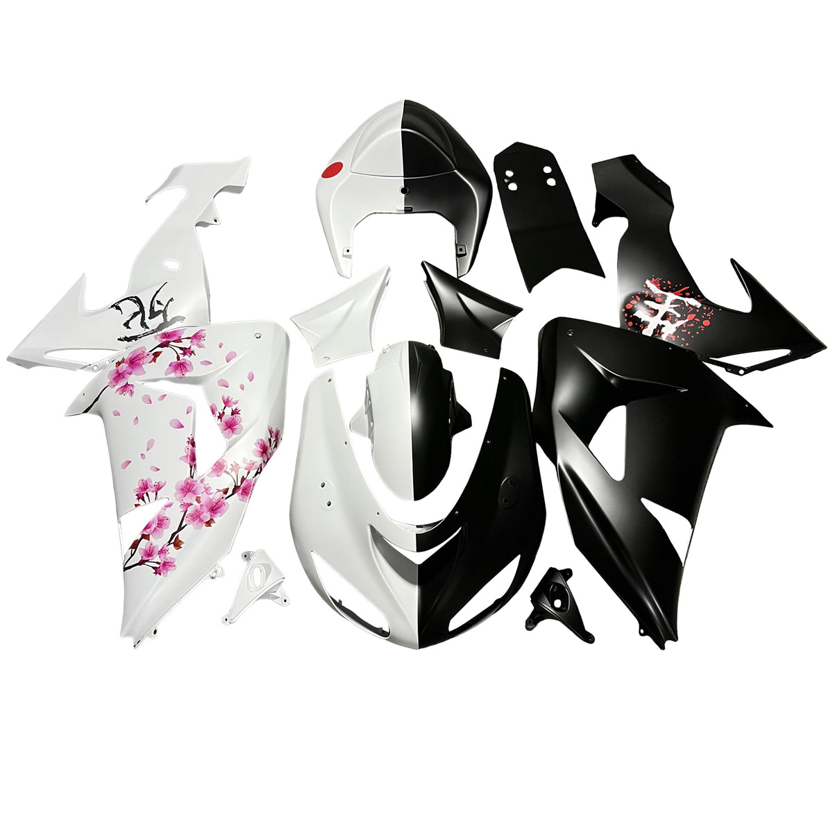 Amotopart 2006-2007 Kawasaki ZX10R White Black Pink Fairing Kit