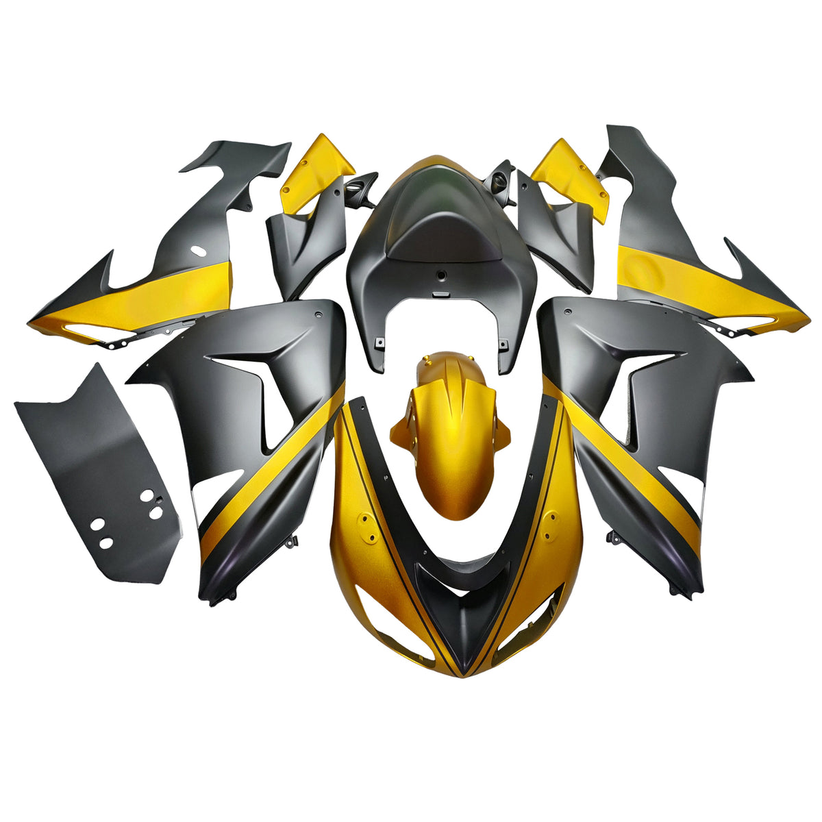 Amotopart 2006-2007 Kawasaki ZX10R Gold Black Fairing Kit