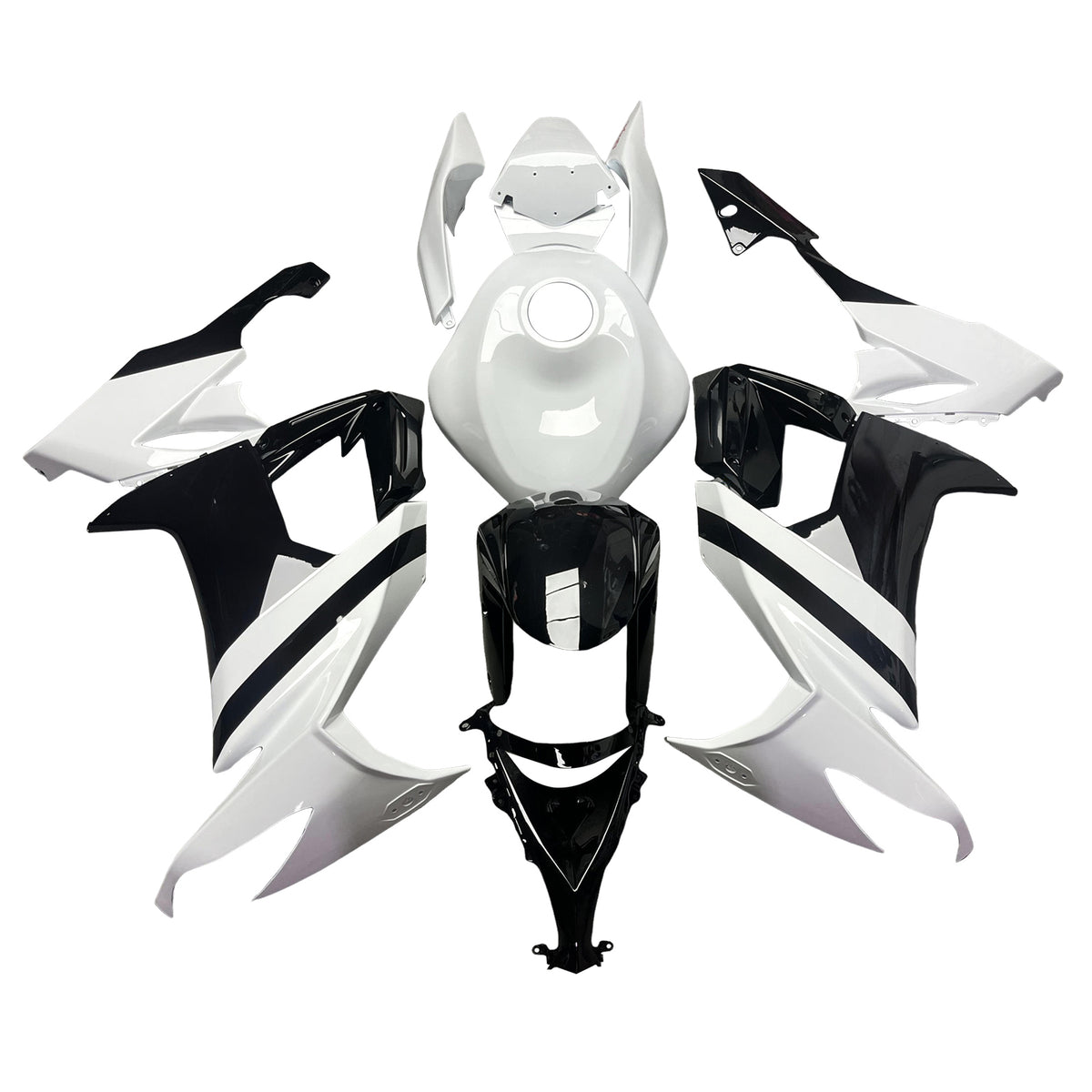 Amotopart 2008-2010 Kawasaki ZX10R White Black Fairing Kit