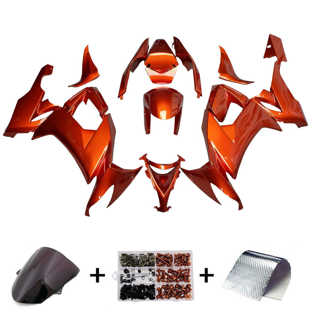 Amotopart 2008–2010 Kawasaki ZX10R Orange Verkleidungsset