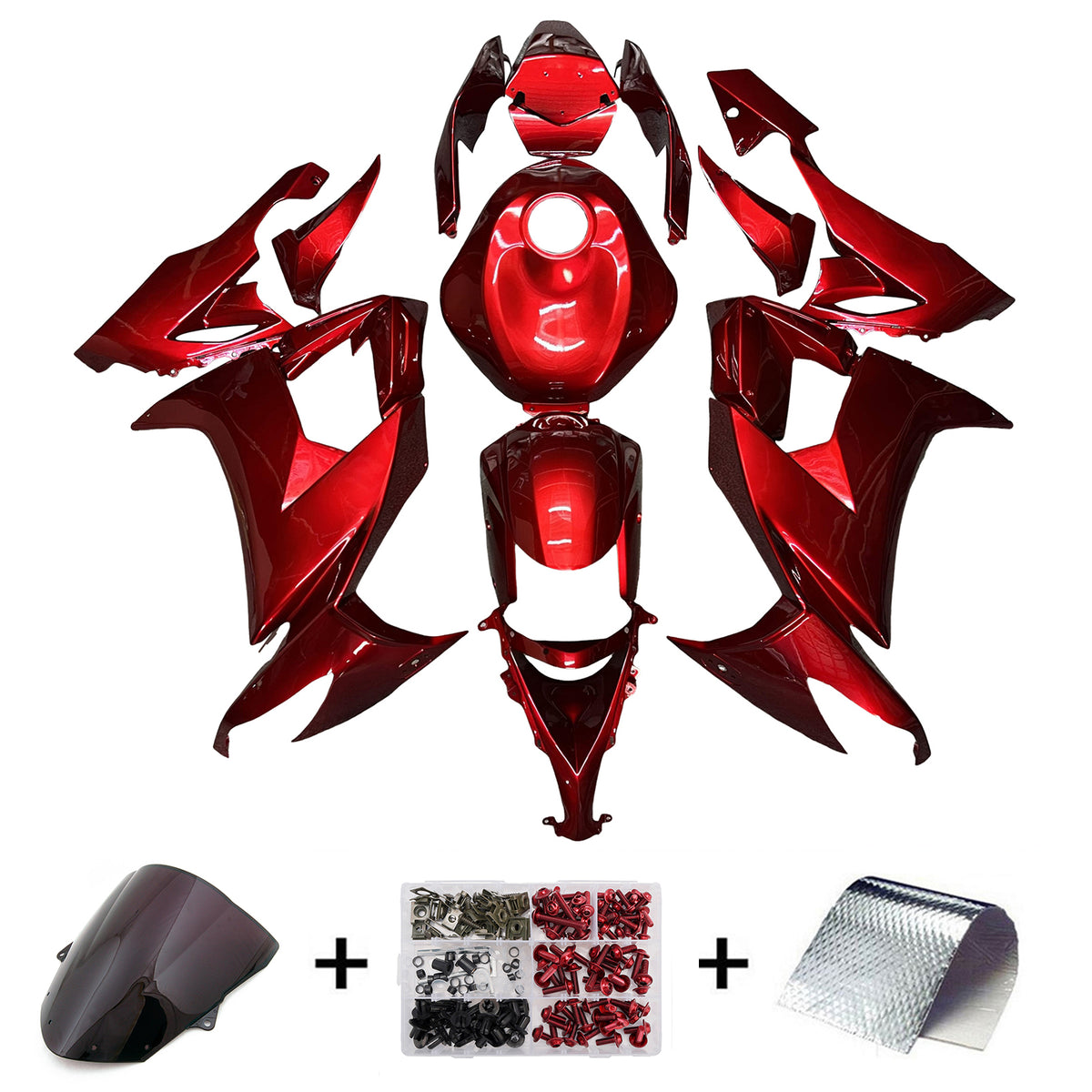 Amotopart 2008-2010 Kawasaki ZX10R Red Fairing Kit