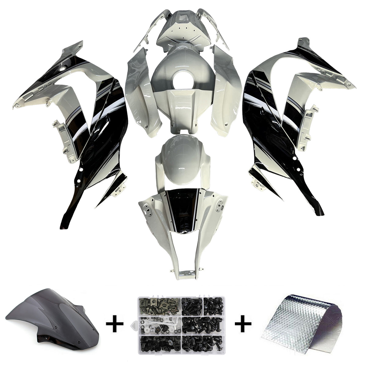Amotopart 2011-2015 Kawasaki ZX10R Silver Black Kiting Kit