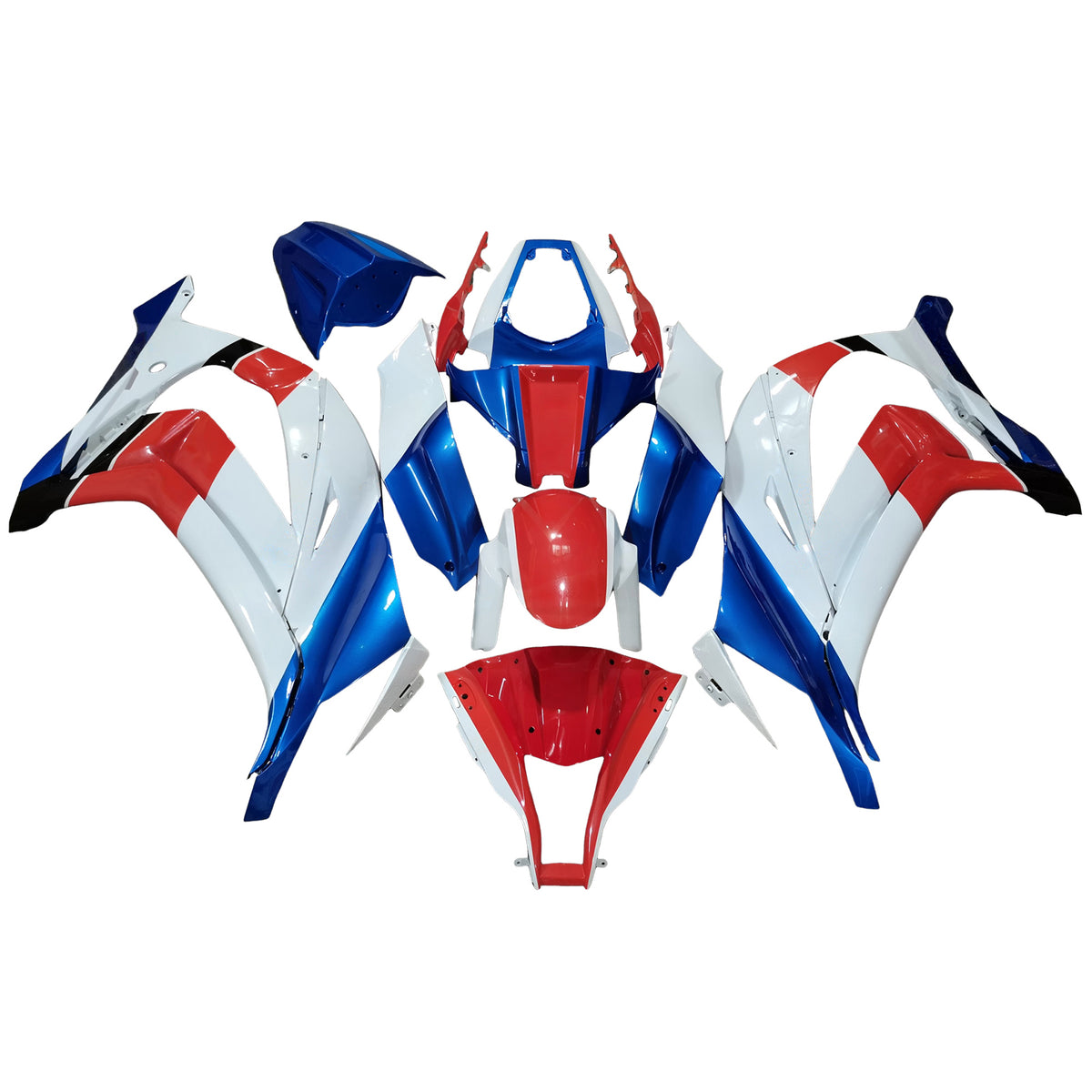 Amotopart 2011-2015 Kawasaki ZX10R White Blue Red Fairing Kit