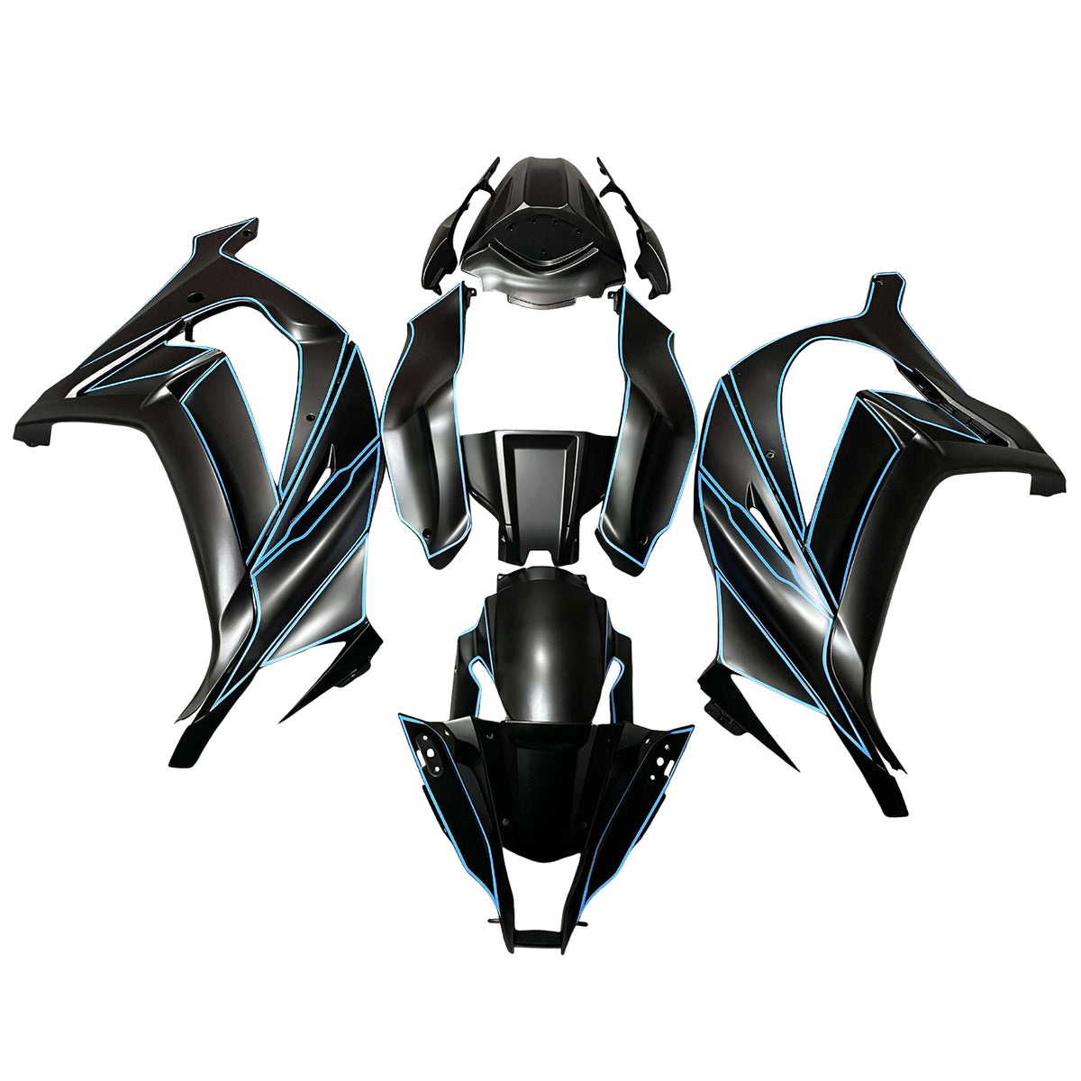 Amotopart 2011–2015 Kawasaki ZX10R Schwarz Blau Verkleidungsset