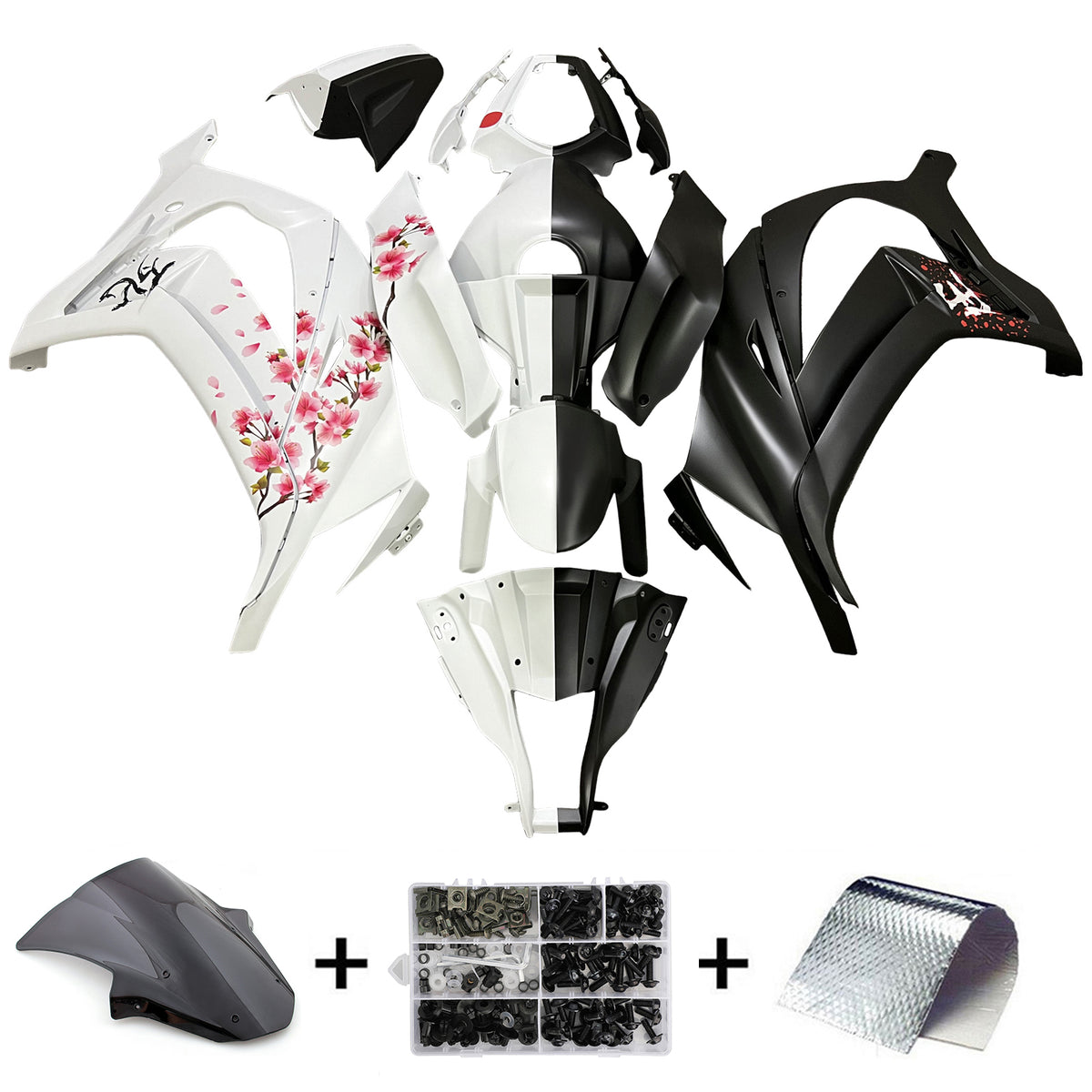 Amotopart 2011-2015 Kawasaki ZX10R White Black Pink Kiting Kit