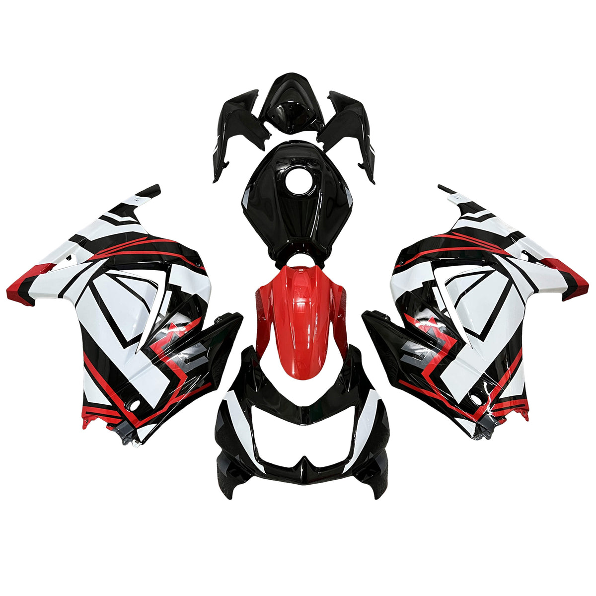 Amotopart 2008-2012 Kawasaki EX250 Ninja250R White Black Red Fairing Kit