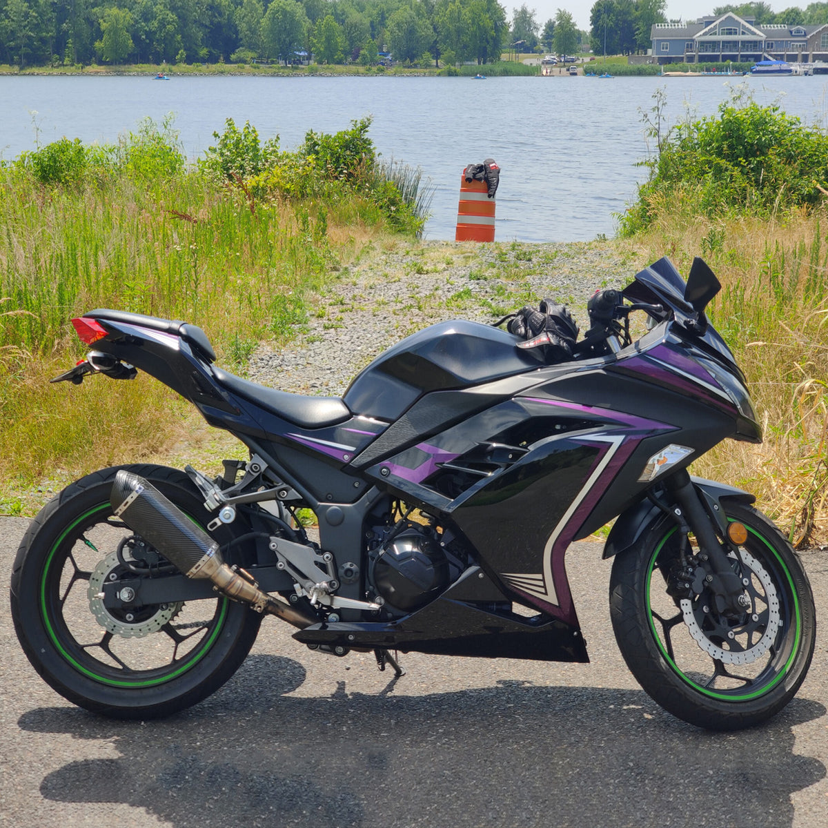 Amotopart 2013-2024 Kit carena Kawasaki EX300 Ninja 300 nero viola argento