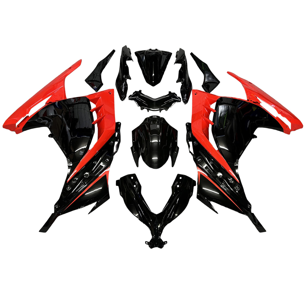 Kit carena Amotopart 2013-2024 Kawasaki EX300 Ninja300 nero rosso