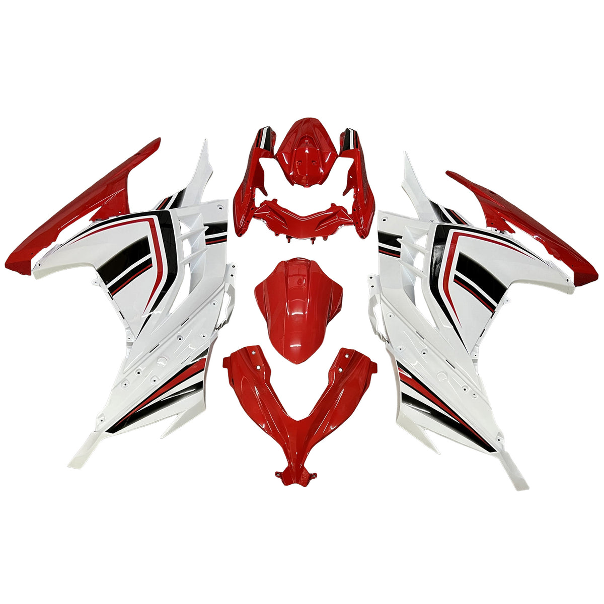 Amotopart 2013-2024 Kit carena Kawasaki EX300 Ninja 300 Bianco Rosso Nero