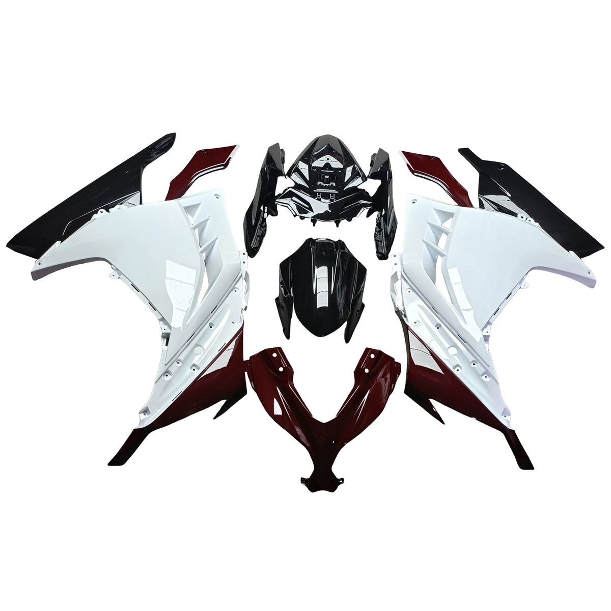 Amotopart 2013–2024 Kawasaki EX300 Ninja 300 Weiß Rot Schwarz Verkleidungsset