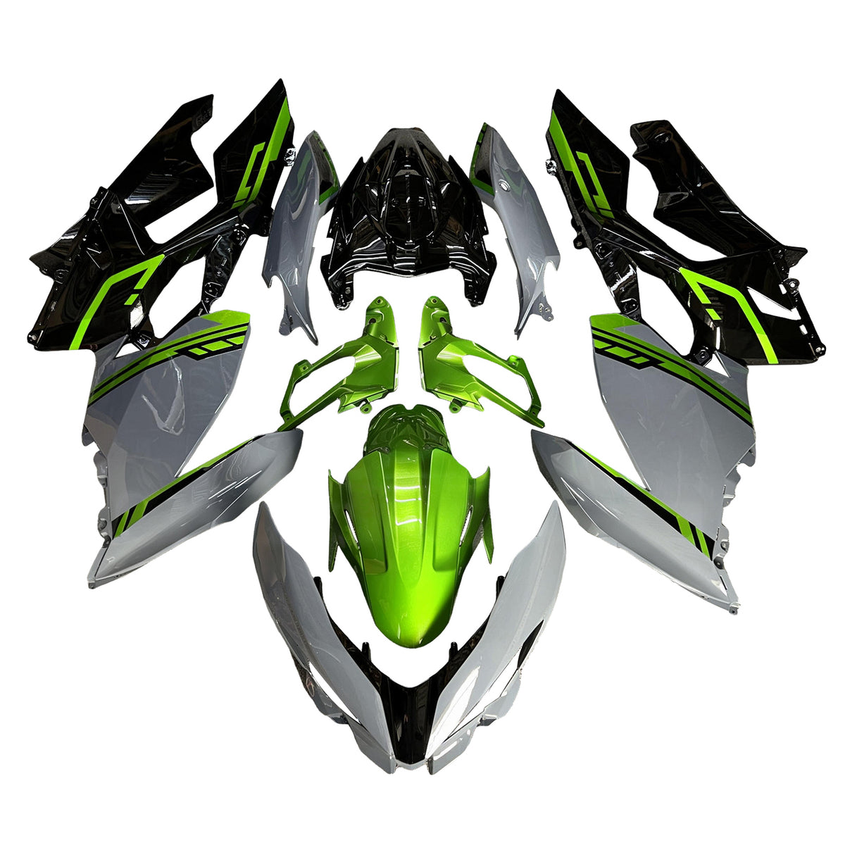 Amotopart 2018-2024 Kawasaki EX400 Ninja400 Green Gray Black Fairing Kit