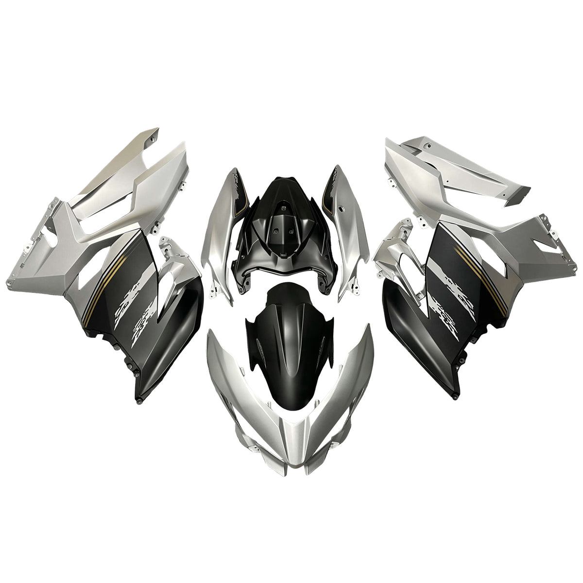 Amotopart 2018-2024 Kawasaki EX400 Ninja400 Silver Black White Fairing Kit