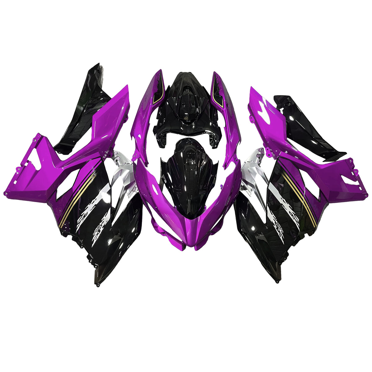 Amotopart 2018-2024 Kawasaki EX400 Ninja400 Purple Black White Fairing Kit
