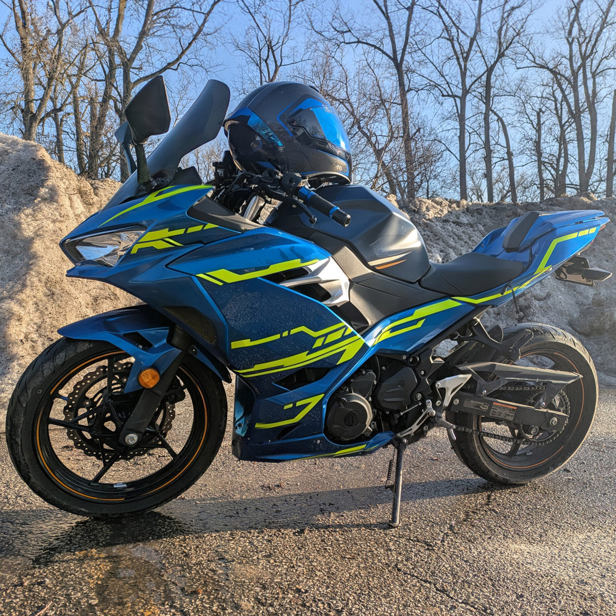 Kit carena Amotopart 2018-2024 Kawasaki EX400 Ninja400 blu giallo